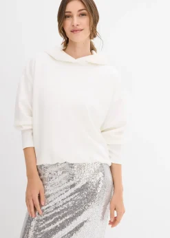 Femme bonprix Sweats|Sweat à capuche légèrement brillant en viscose mélangée