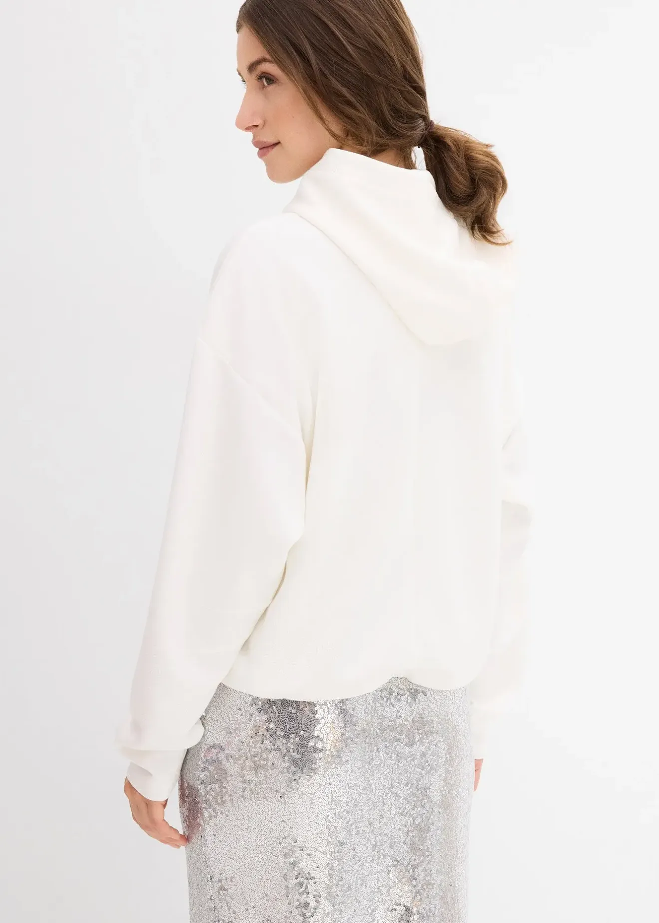 Femme bonprix Sweats|Sweat à capuche légèrement brillant en viscose mélangée