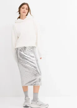 Femme bonprix Sweats|Sweat à capuche légèrement brillant en viscose mélangée