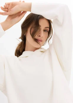 Femme bonprix Sweats|Sweat à capuche légèrement brillant en viscose mélangée