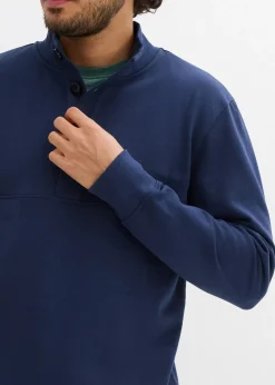 Homme bonprix Sweats|Sweat à col boutonné 100% coton