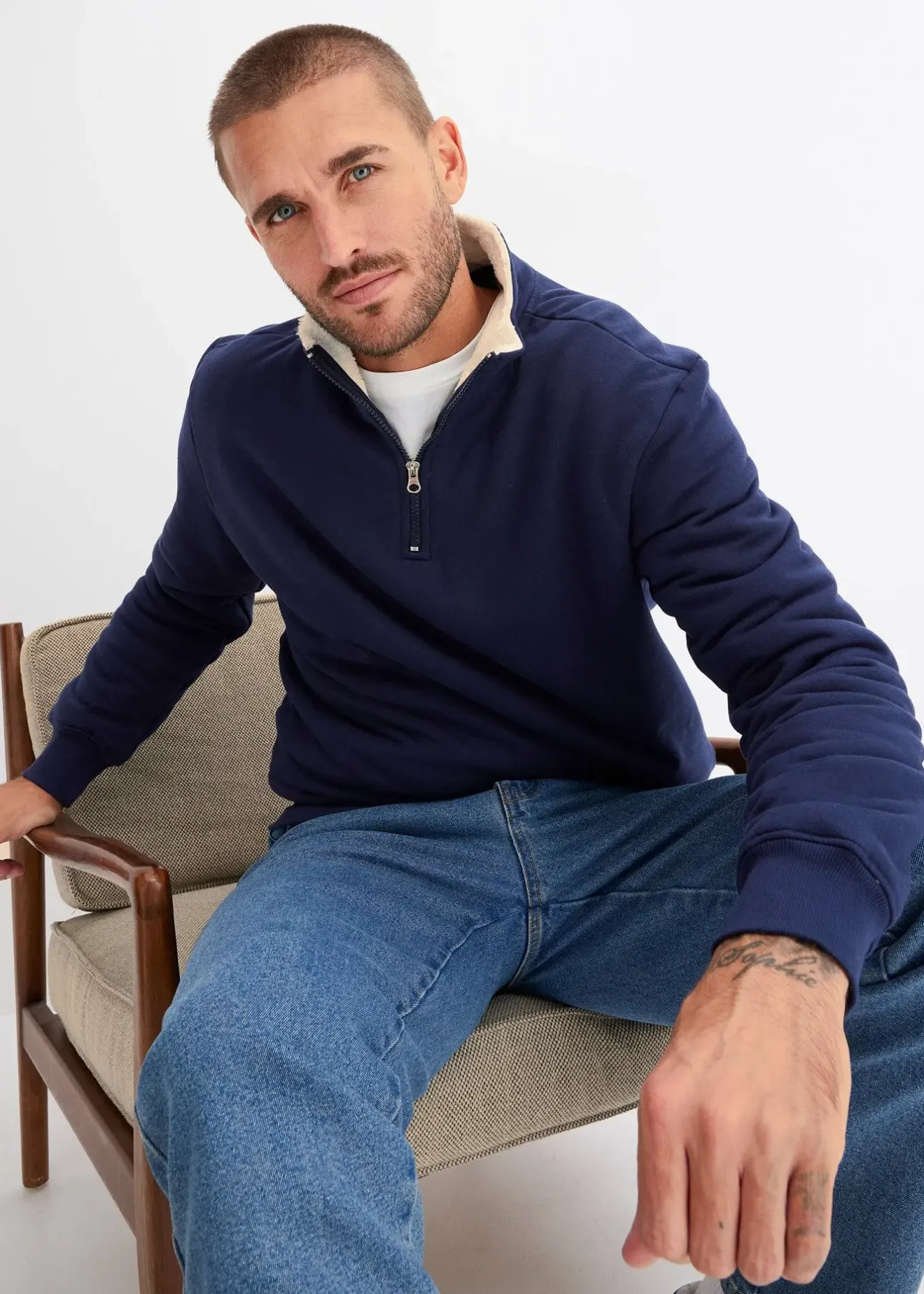 Homme bonprix Vêtements Thermiques|Sweats|Sweat à col camionneur et doublure chaude