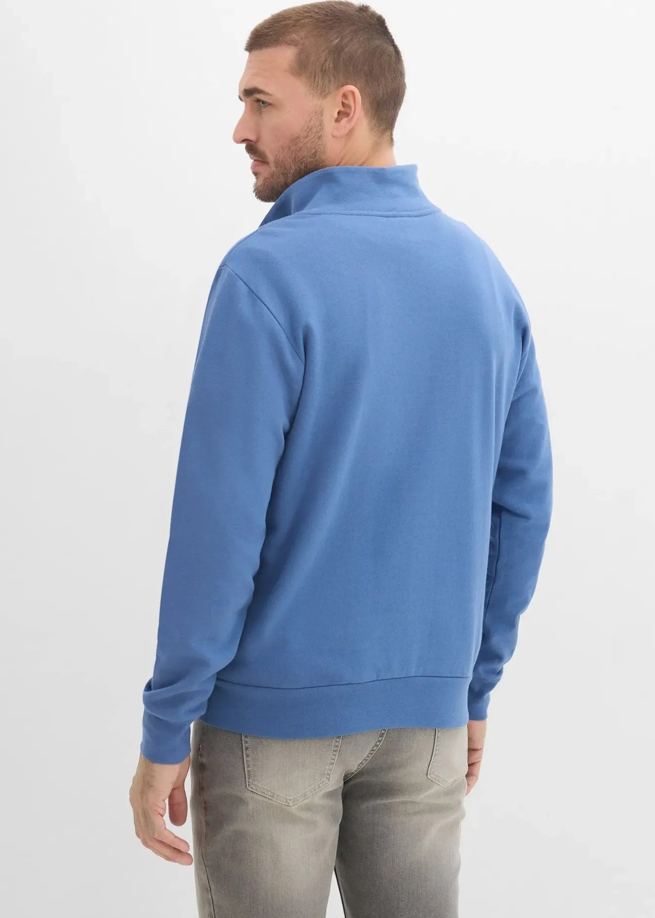 Homme bonprix Sweats|Sweat à col zippé 100% coton