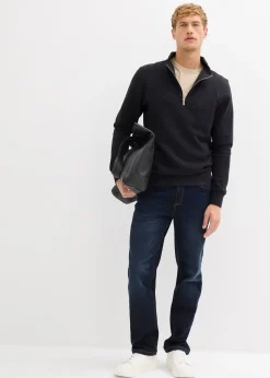 Homme bonprix Sweats|Sweat à col zippé 100% coton