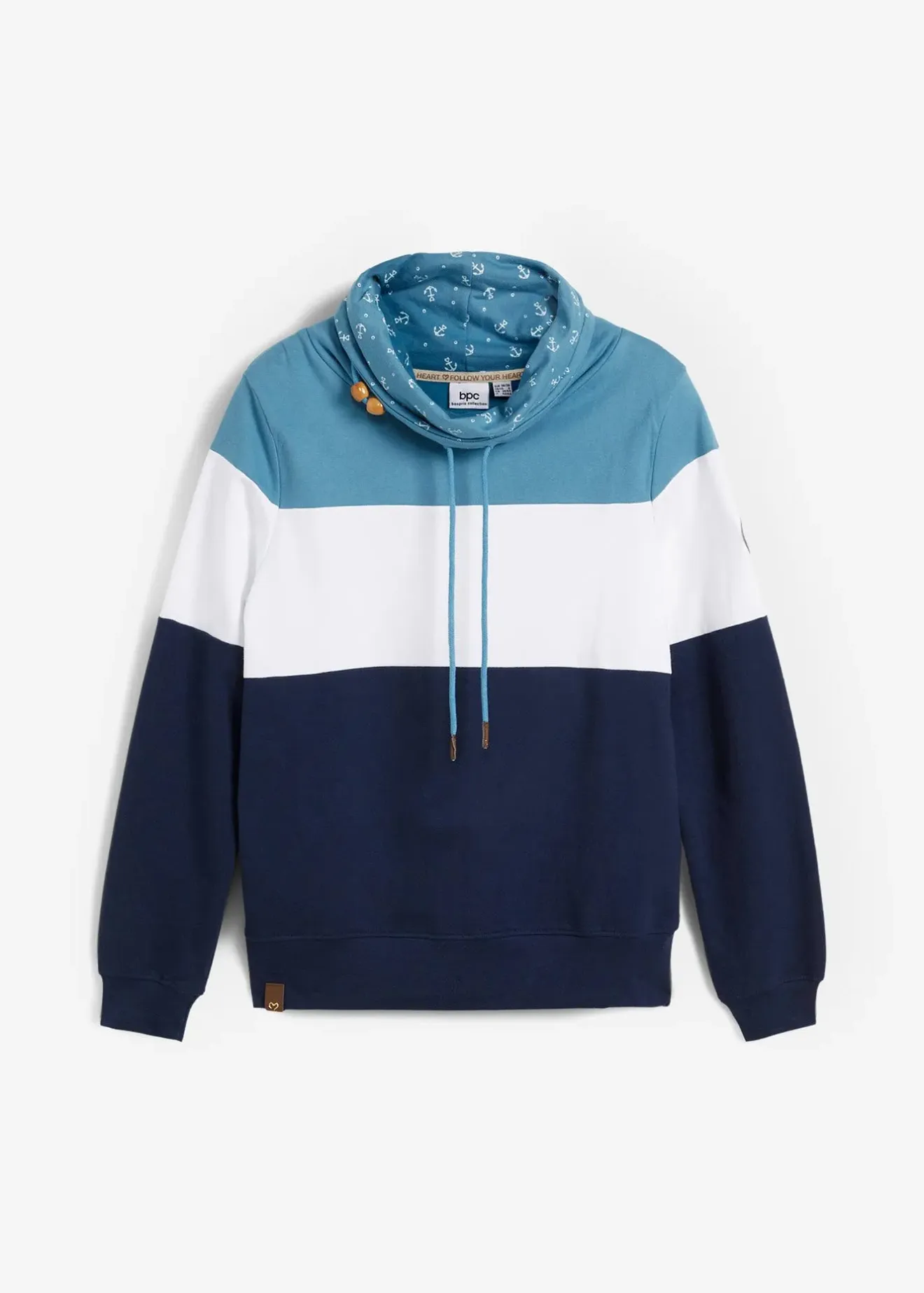 Femme bonprix Sweats|Sweat 100% coton à col imprimé