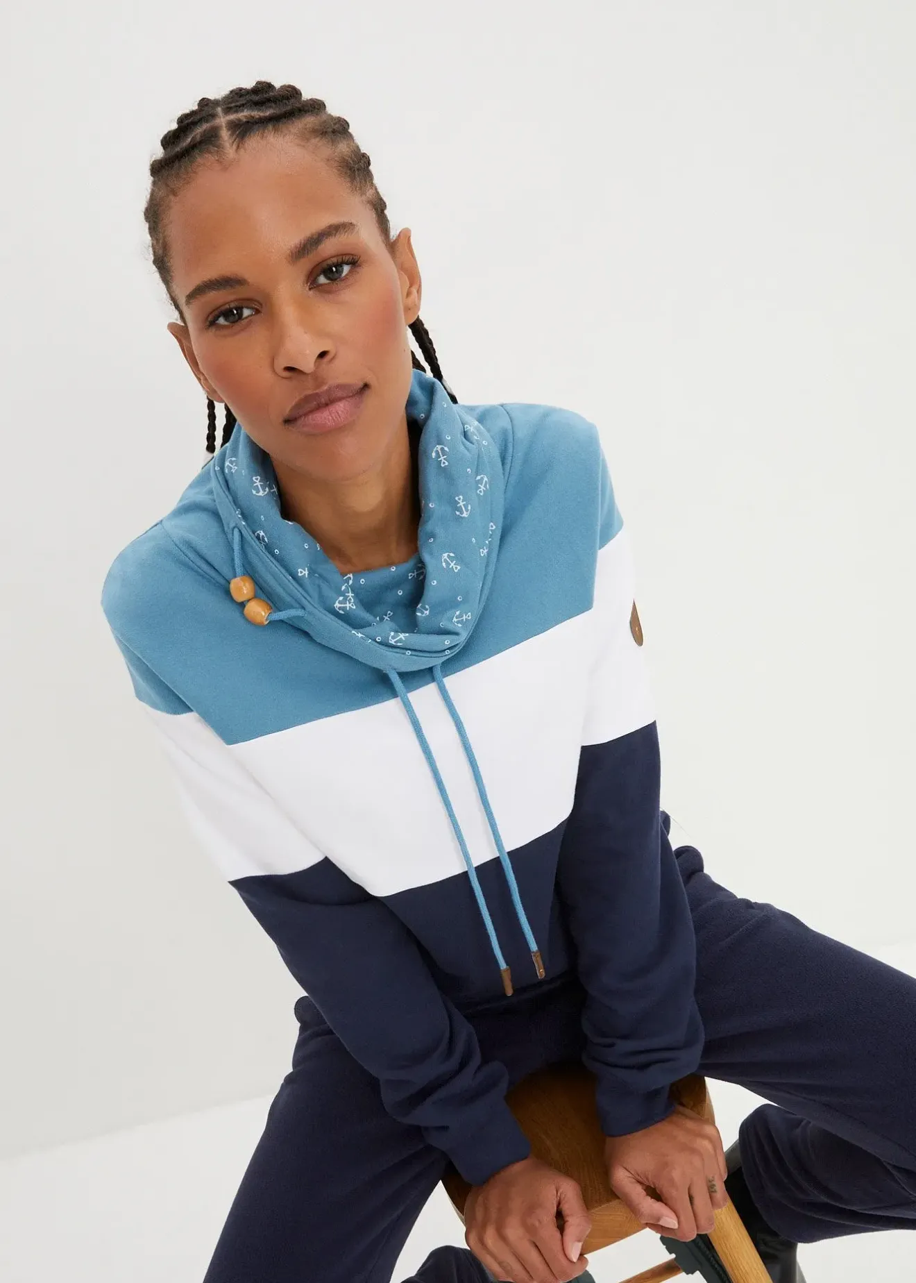 Femme bonprix Sweats|Sweat 100% coton à col imprimé