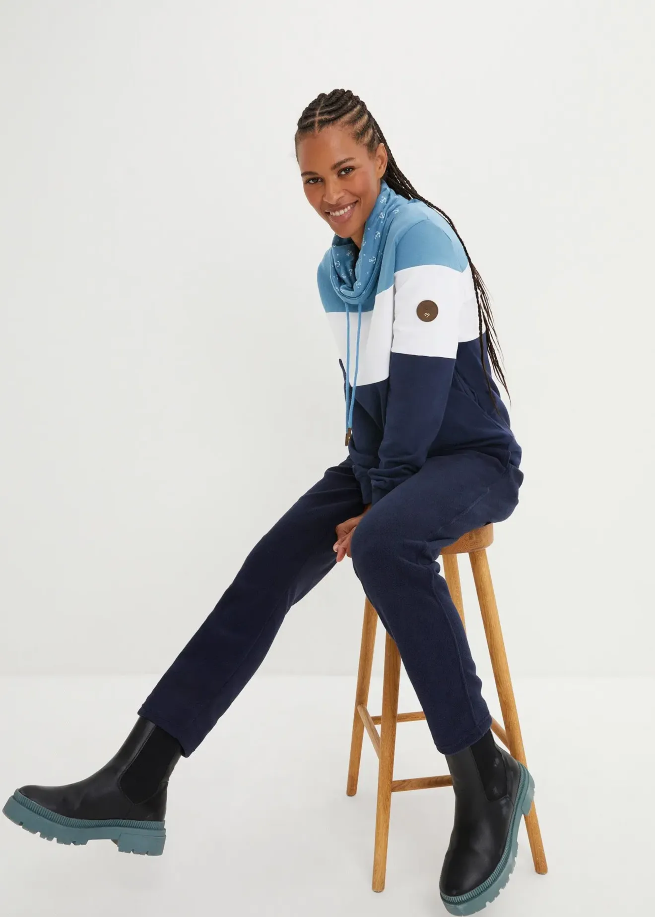 Femme bonprix Sweats|Sweat 100% coton à col imprimé