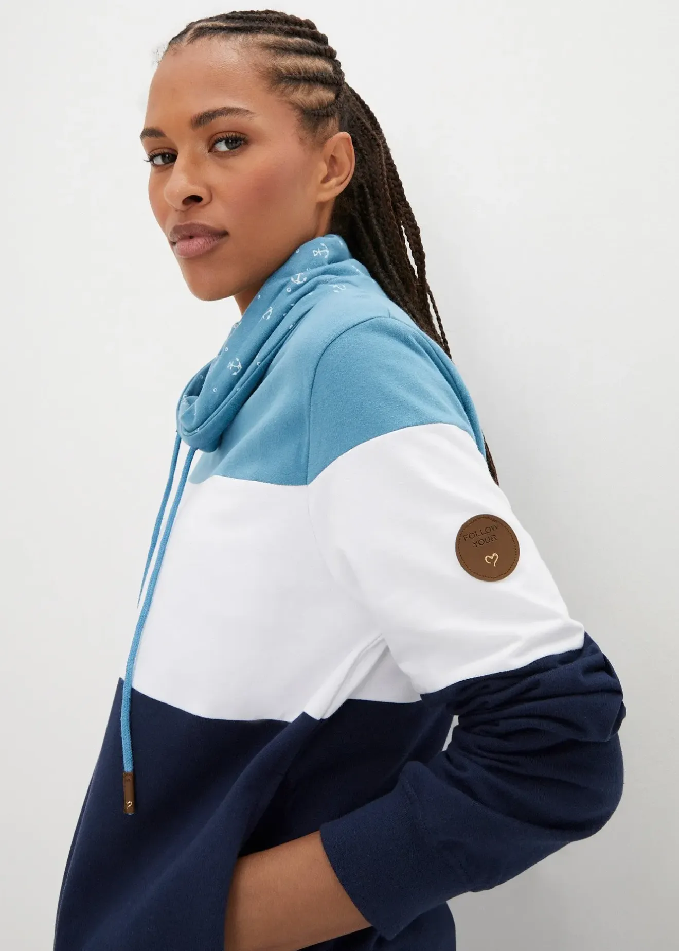 Femme bonprix Sweats|Sweat 100% coton à col imprimé