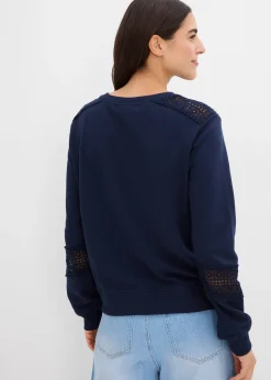 Femme bonprix Sweats|Sweat avec détails crochet