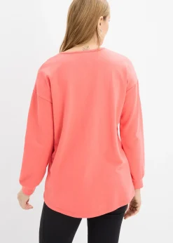 bonprix Sweat en coton mélangé, coupe courte devant longue derrière|Femme Sweats
