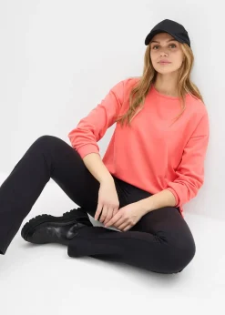 bonprix Sweat en coton mélangé, coupe courte devant longue derrière|Femme Sweats