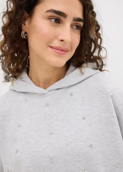Femme bonprix Sweats|Sweat oversize à capuche et strass