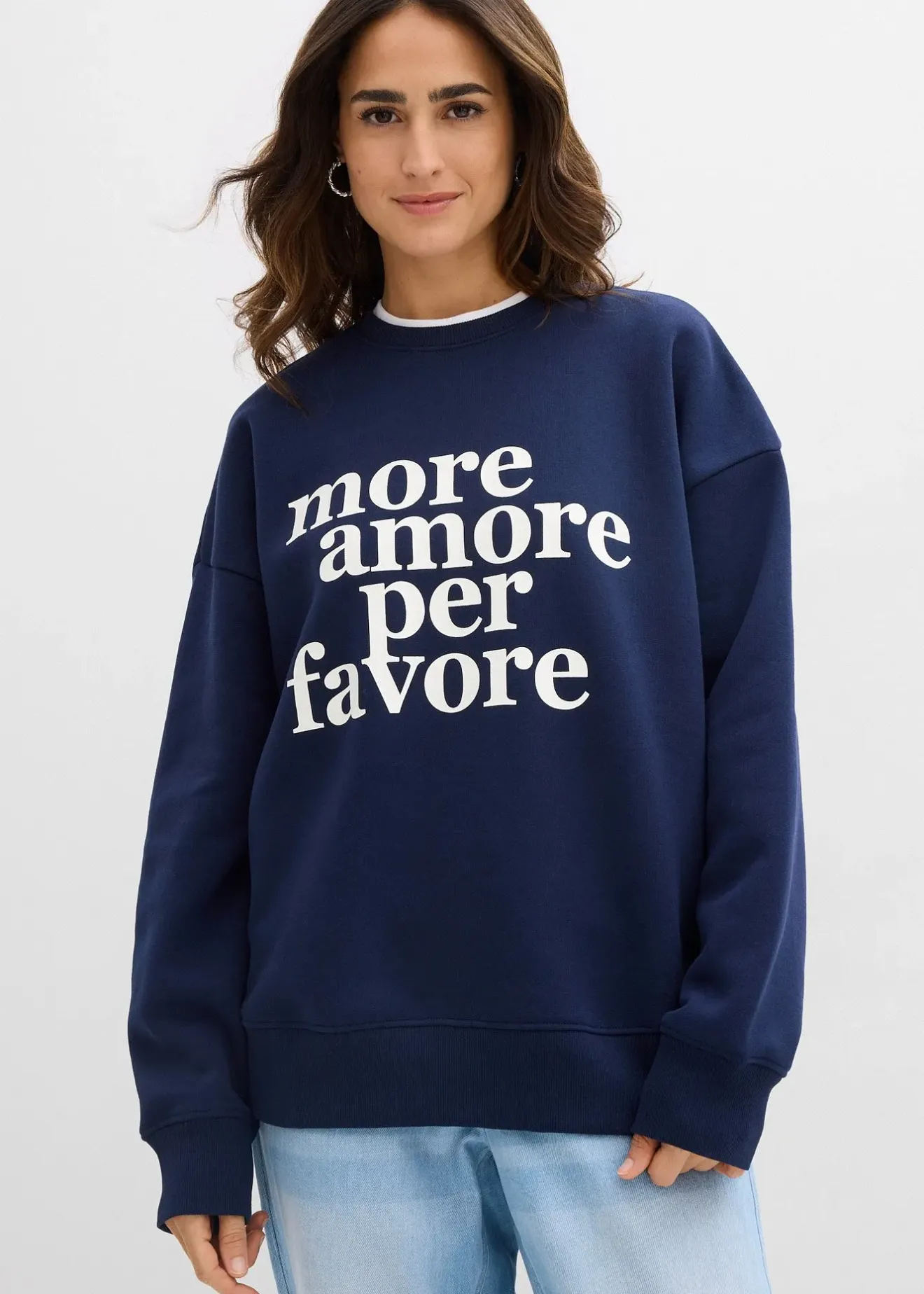 Femme bonprix Sweats|Sweat oversize en coton mélangé