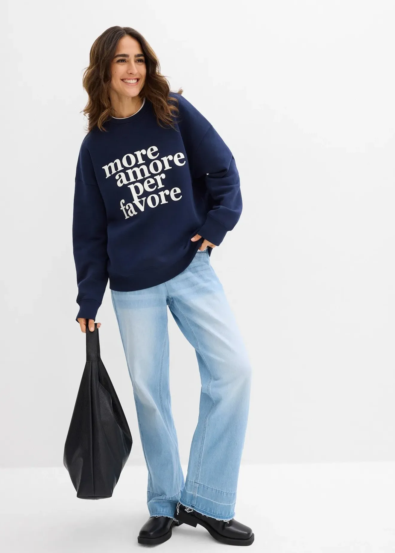 Femme bonprix Sweats|Sweat oversize en coton mélangé