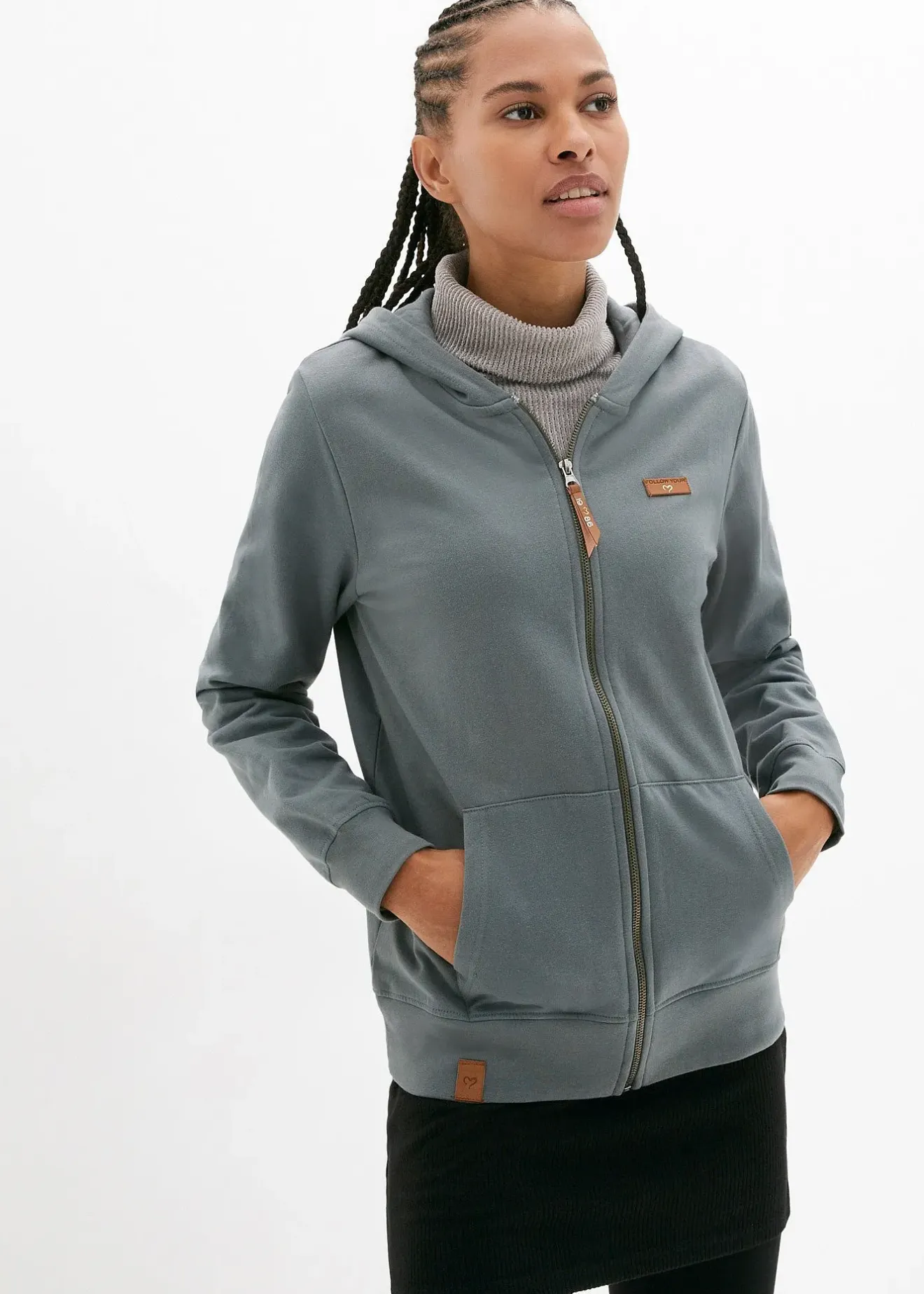 Femme bonprix Sweats|Sweat zippé à capuche, 100% coton
