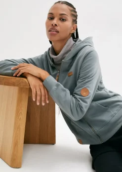 Femme bonprix Sweats|Sweat zippé à capuche, 100% coton