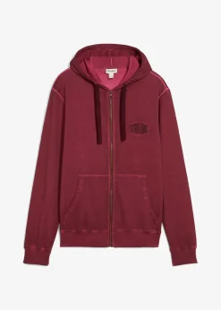 Homme bonprix Sweats|Sweat zippé à capuche, aspect délavé