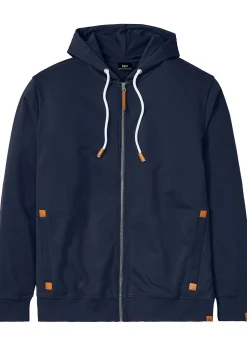 Homme bonprix Sweats|Sweat zippé à capuche et détails enduits