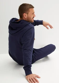 Homme bonprix Sweats|Sweat zippé à capuche et détails enduits