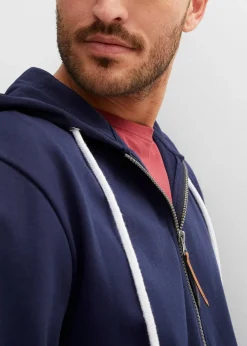 Homme bonprix Sweats|Sweat zippé à capuche et détails enduits