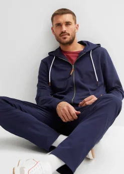 Homme bonprix Sweats|Sweat zippé à capuche et détails enduits