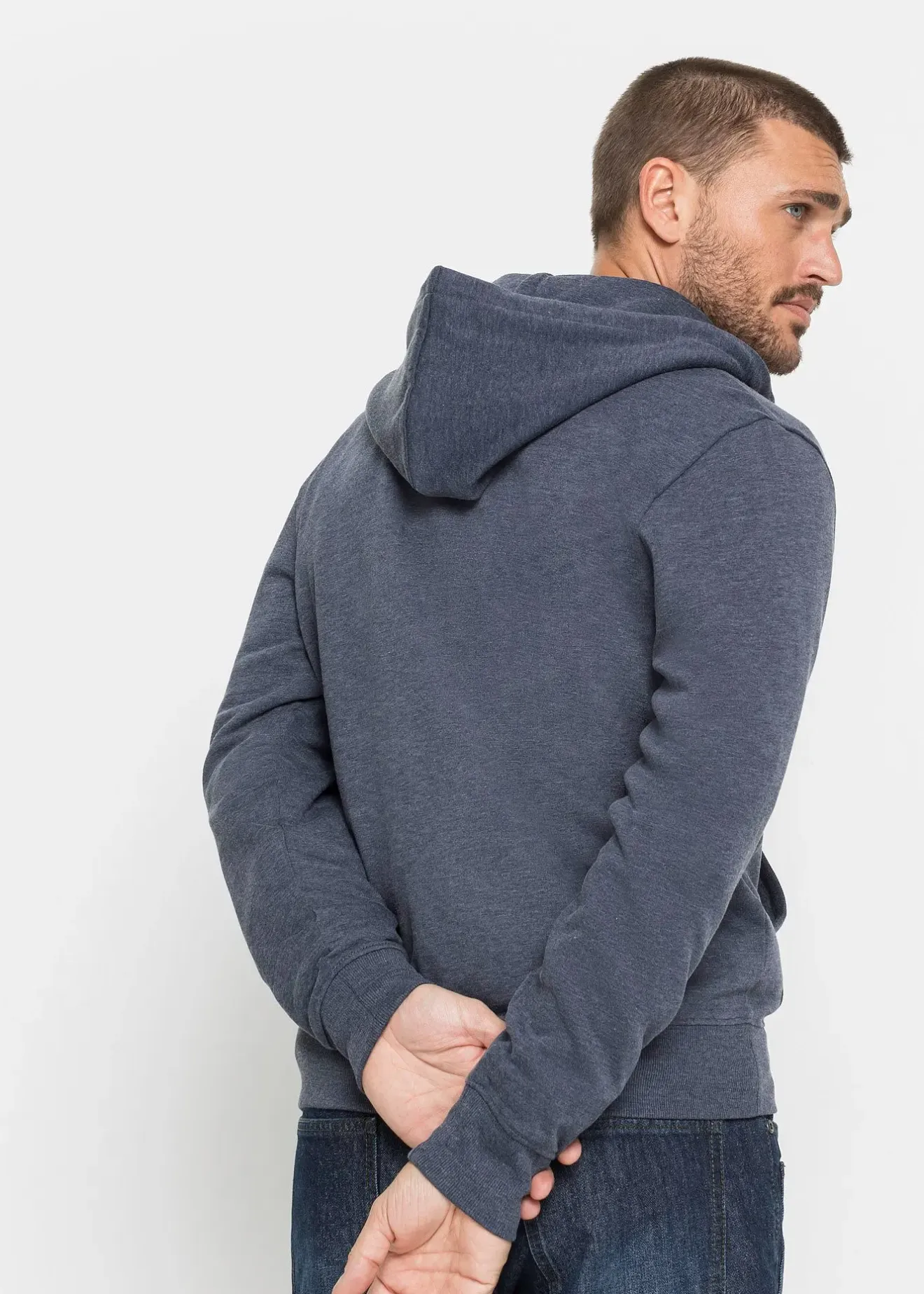 bonprix Sweat zippé à capuche et détails enduits|Homme Vêtements De Sport|Sweats