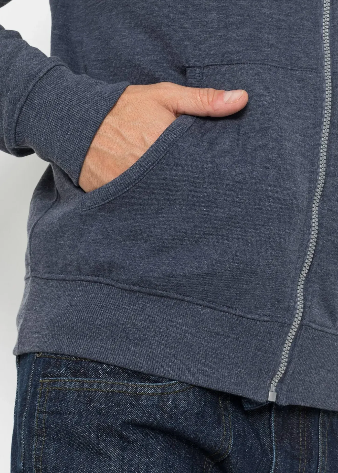 bonprix Sweat zippé à capuche et détails enduits|Homme Vêtements De Sport|Sweats