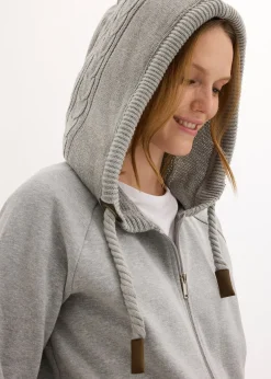 bonprix Sweat zippé à capuche et poches en maille|Femme Sweats