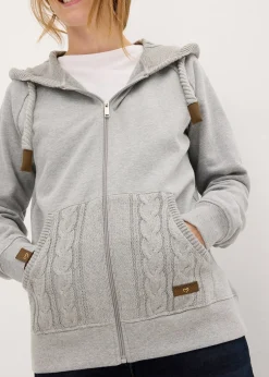 bonprix Sweat zippé à capuche et poches en maille|Femme Sweats
