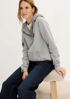 bonprix Sweat zippé à capuche et poches en maille|Femme Sweats