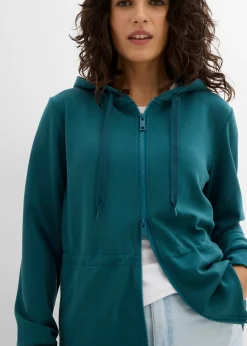 bonprix Sweat zippé à capuche, extensible|Femme Sweats|T-Shirts & Tops