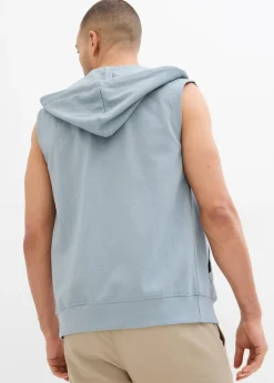 Homme bonprix Sweats|Sweat zippé à capuche sans manches en coton mélangé