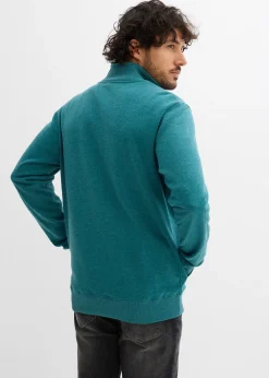 Homme bonprix Sweats|Sweat zippé à col montant et détails enduits