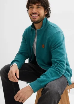 Homme bonprix Sweats|Sweat zippé à col montant et détails enduits