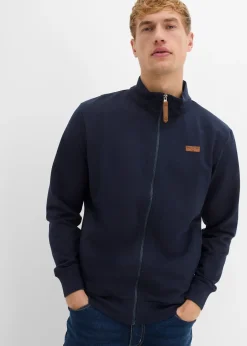 Homme bonprix Sweats|Sweat zippé à col montant et détails enduits