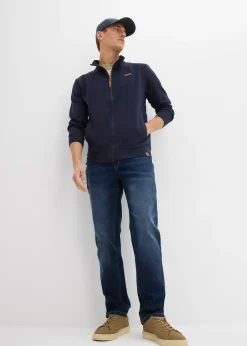 Homme bonprix Sweats|Sweat zippé à col montant et détails enduits