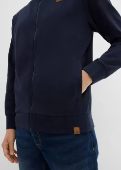 Homme bonprix Sweats|Sweat zippé à col montant et détails enduits