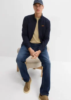 Homme bonprix Sweats|Sweat zippé à col montant et détails enduits