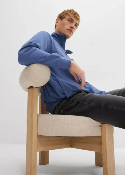 bonprix Sweat zippé à col montant et détails enduits|Homme Sweats