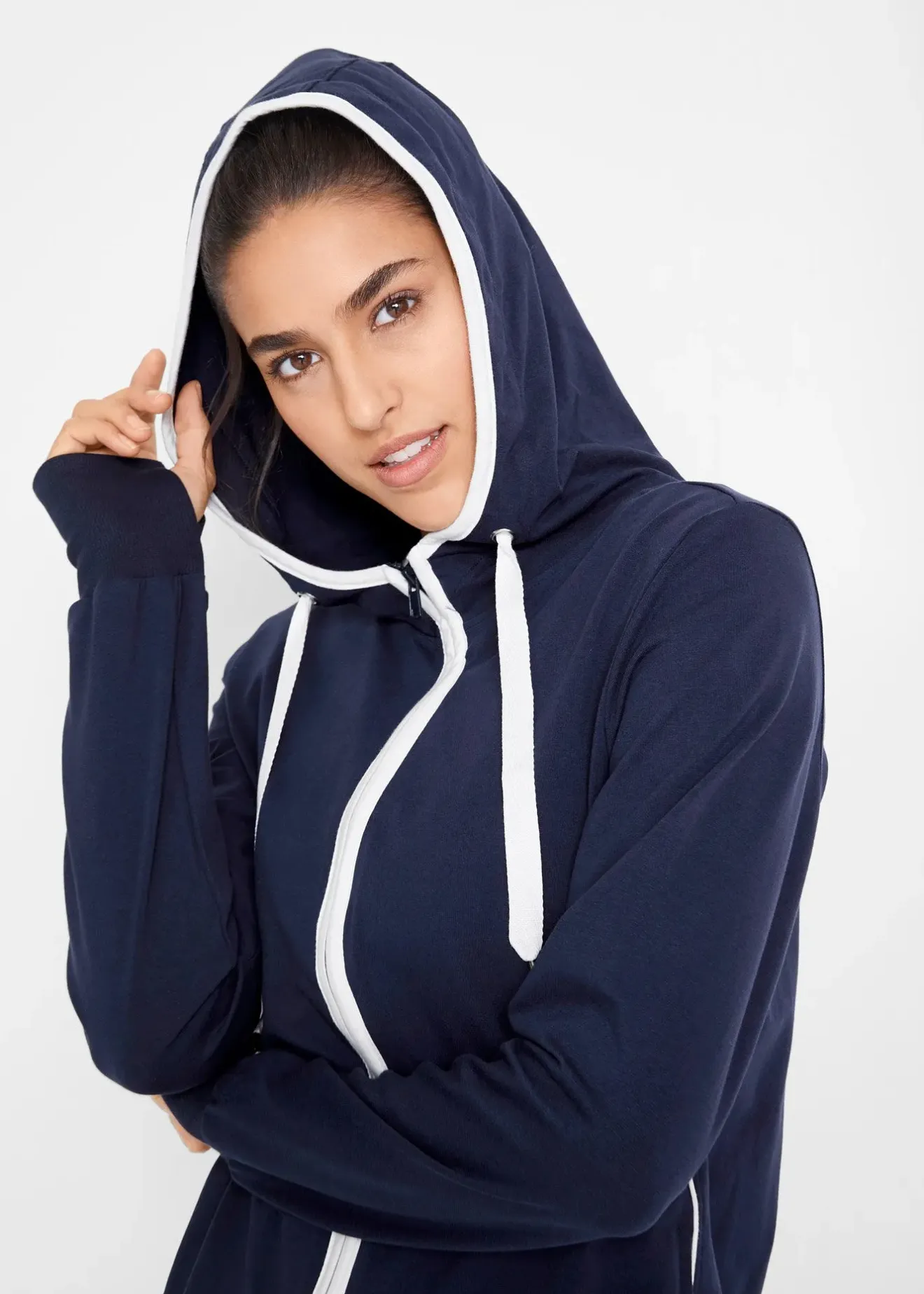 Femme bonprix Sweats|Sweat zippé en coton extensible