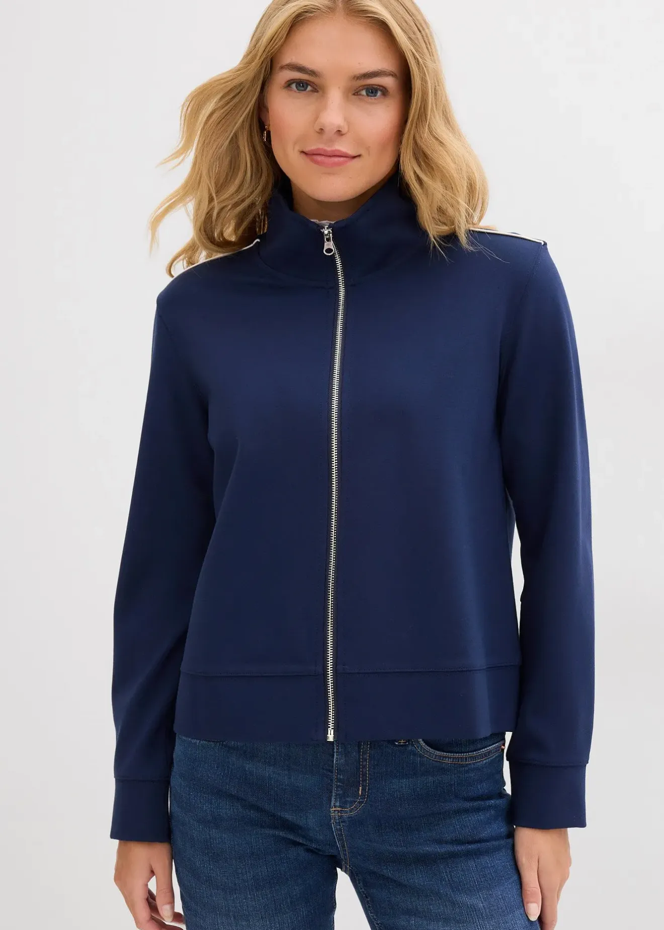 Femme bonprix Sweats|Sweat zippé en Punto di Roma confortable