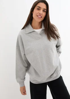 bonprix Sweat-shirt col polo et encolure en V|Femme Sweats