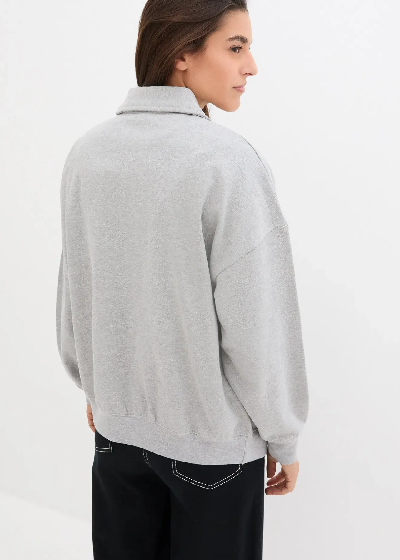 bonprix Sweat-shirt col polo et encolure en V|Femme Sweats