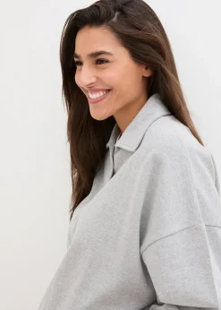 bonprix Sweat-shirt col polo et encolure en V|Femme Sweats