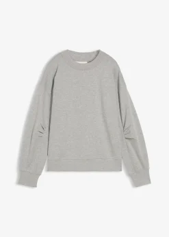 bonprix Sweat-shirt en coton à large col côtelé|Femme Sweats