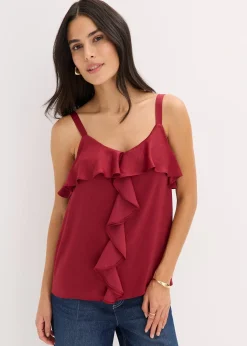 bonprix Top à bretelles fines en satin brillant|Femme Chemisiers|T-Shirts & Tops