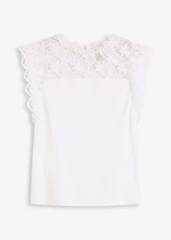 bonprix Top à empiècement dentelle|Femme T-Shirts & Tops