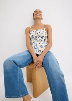 Femme bonprix T-Shirts & Tops|Top à fines bretelles en crêpe texturé