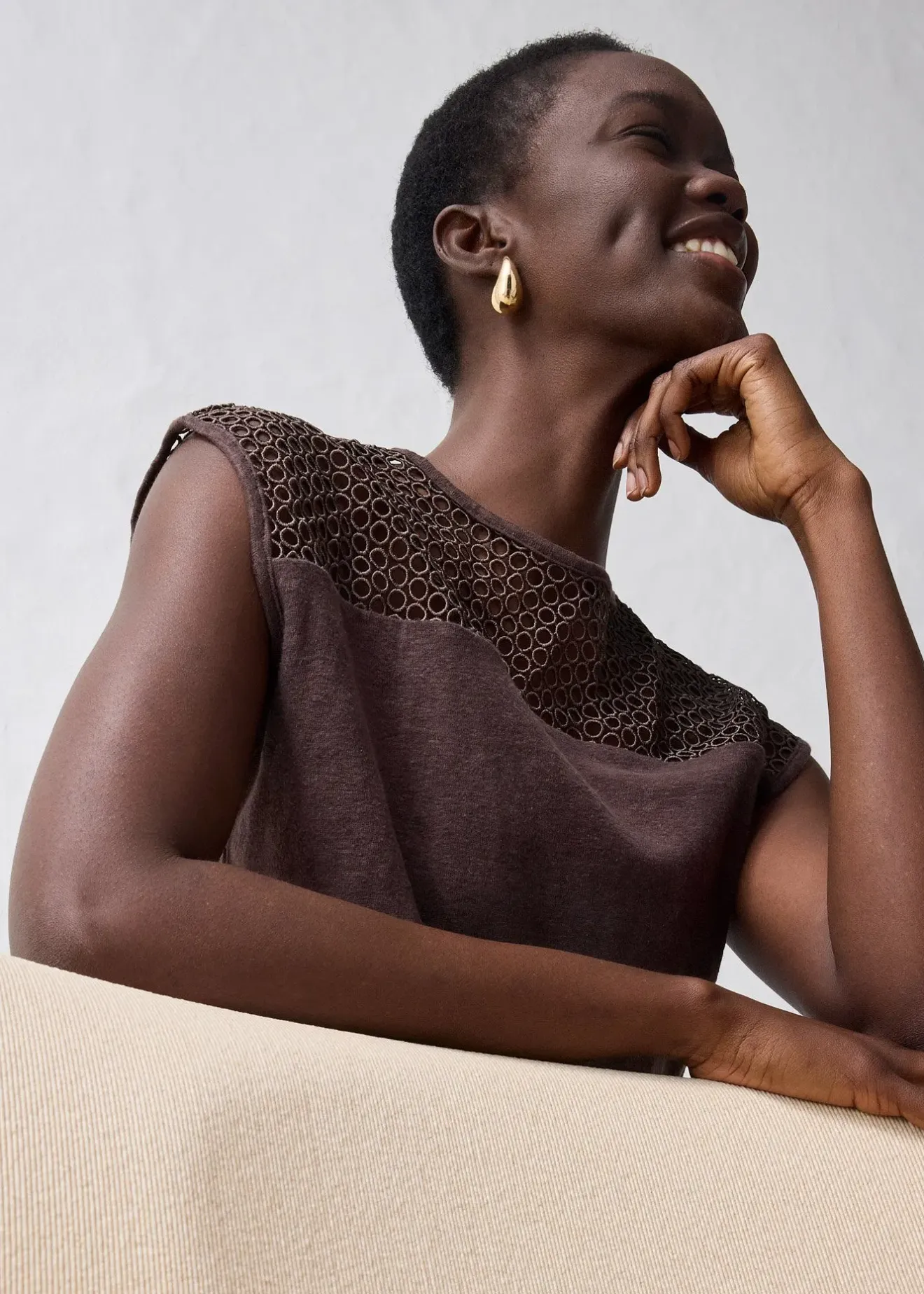 bonprix Top 100% lin|Femme Premium|T-Shirts & Tops