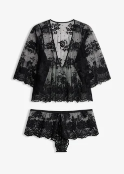 bonprix Top à manches longues + shorty (Ens. 2 pces.)|Femme Guêpières & Déshabillés|Dessous